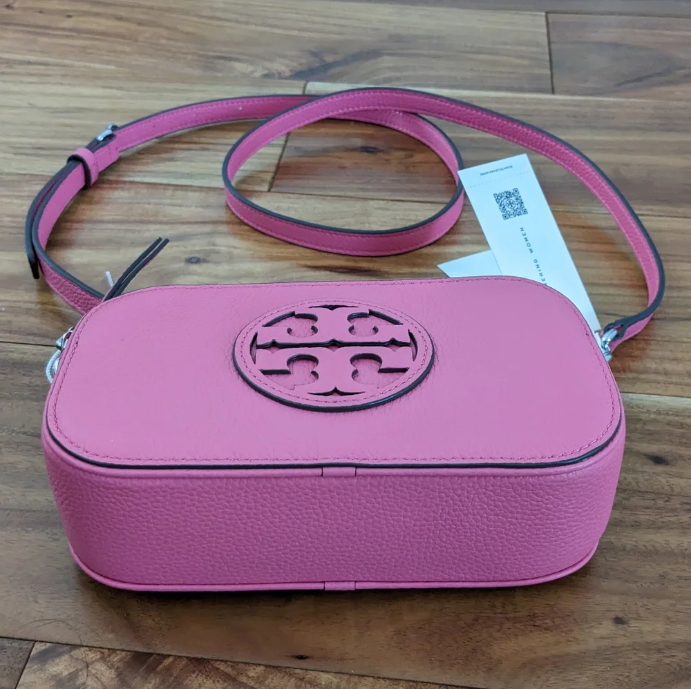 TORY BURCH MILLER MINI LEATHER CROSSBODY DOUBLE T APPLIQUE + DUST BAG NWT ❤️ - Picture 6 of 11